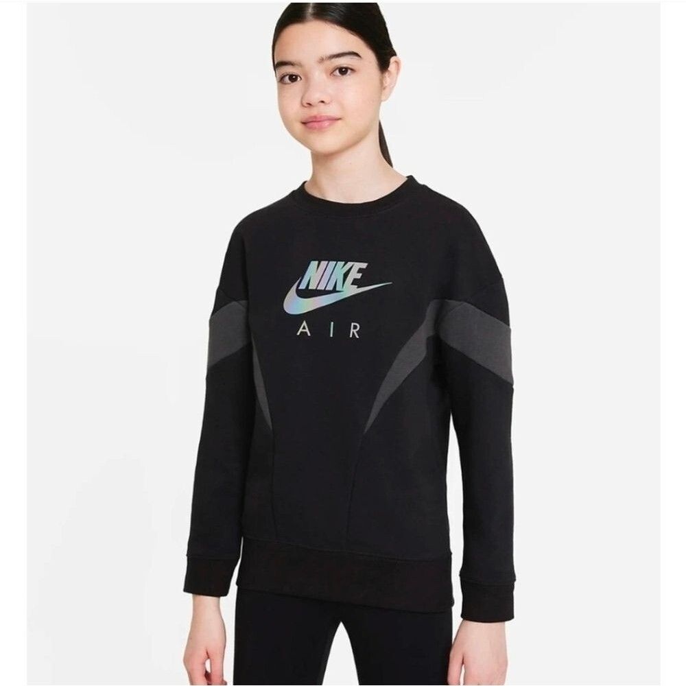 Nike Air Girl's French Terry Black Sweatshirt size L large nwt